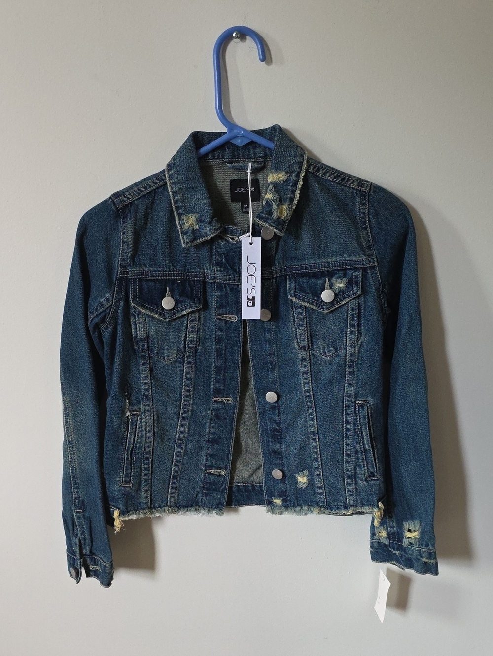 NWT Joe's Jeans Blue Distressed Denim Jacket, Medium